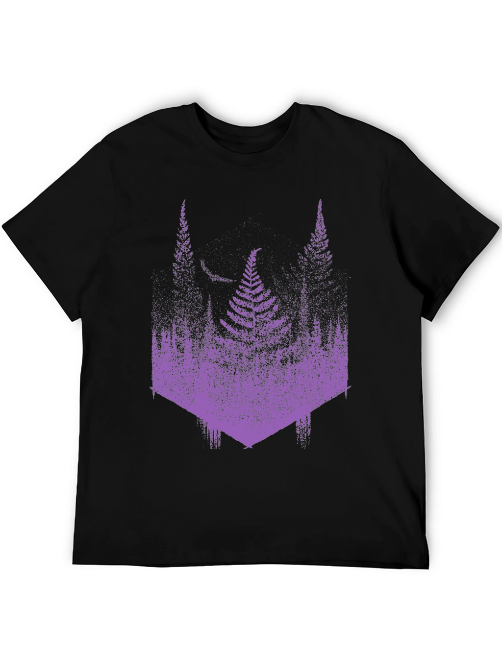 Fern Forest Print Graphic Tee - Black