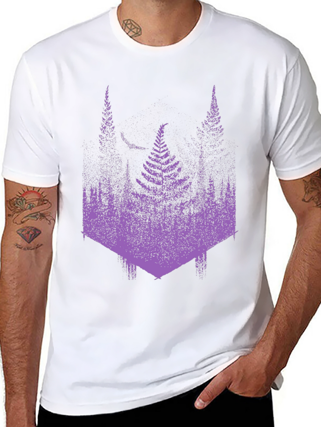 Fern Forest Print Graphic Tee - Black