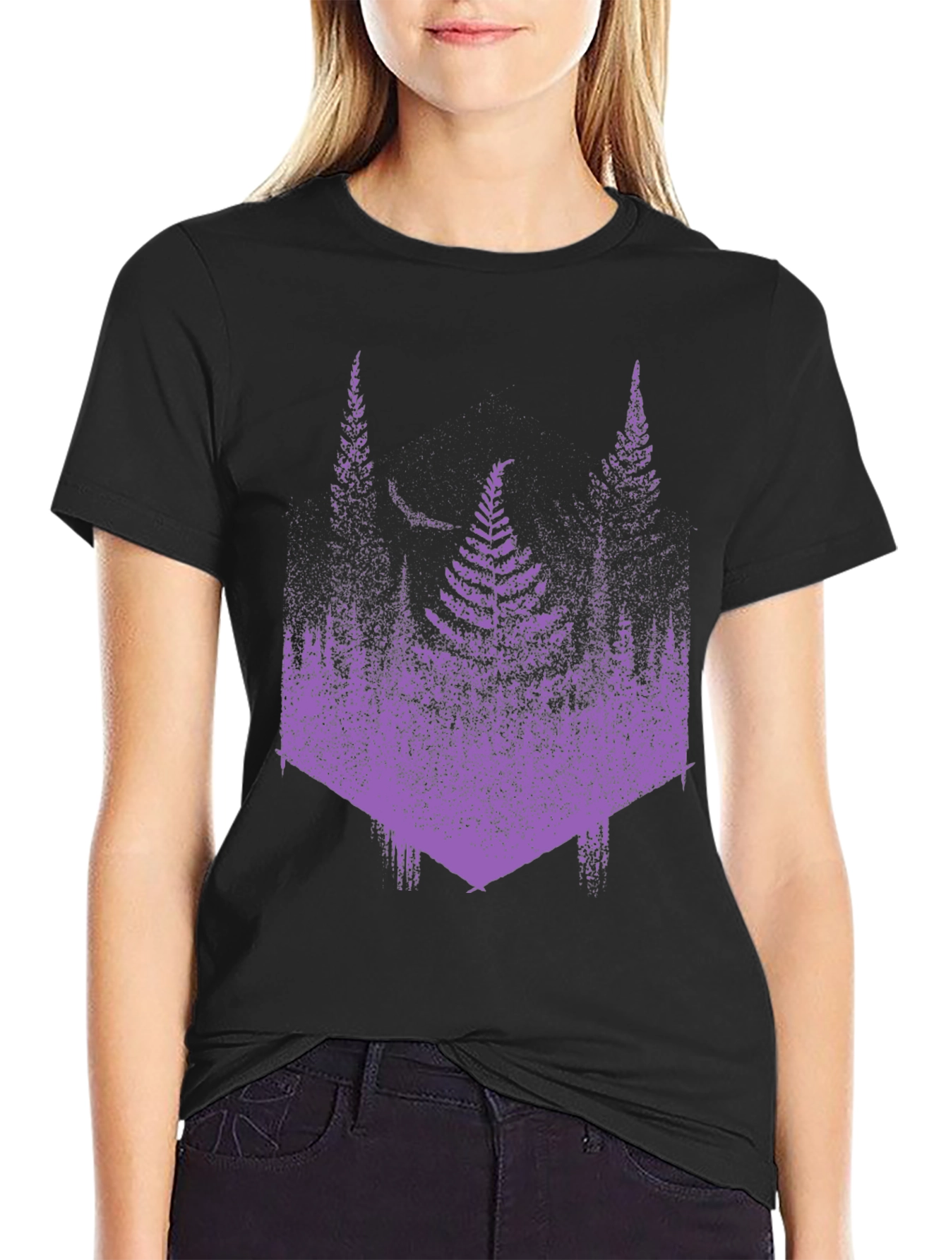 Fern Forest Print Graphic Tee - Black