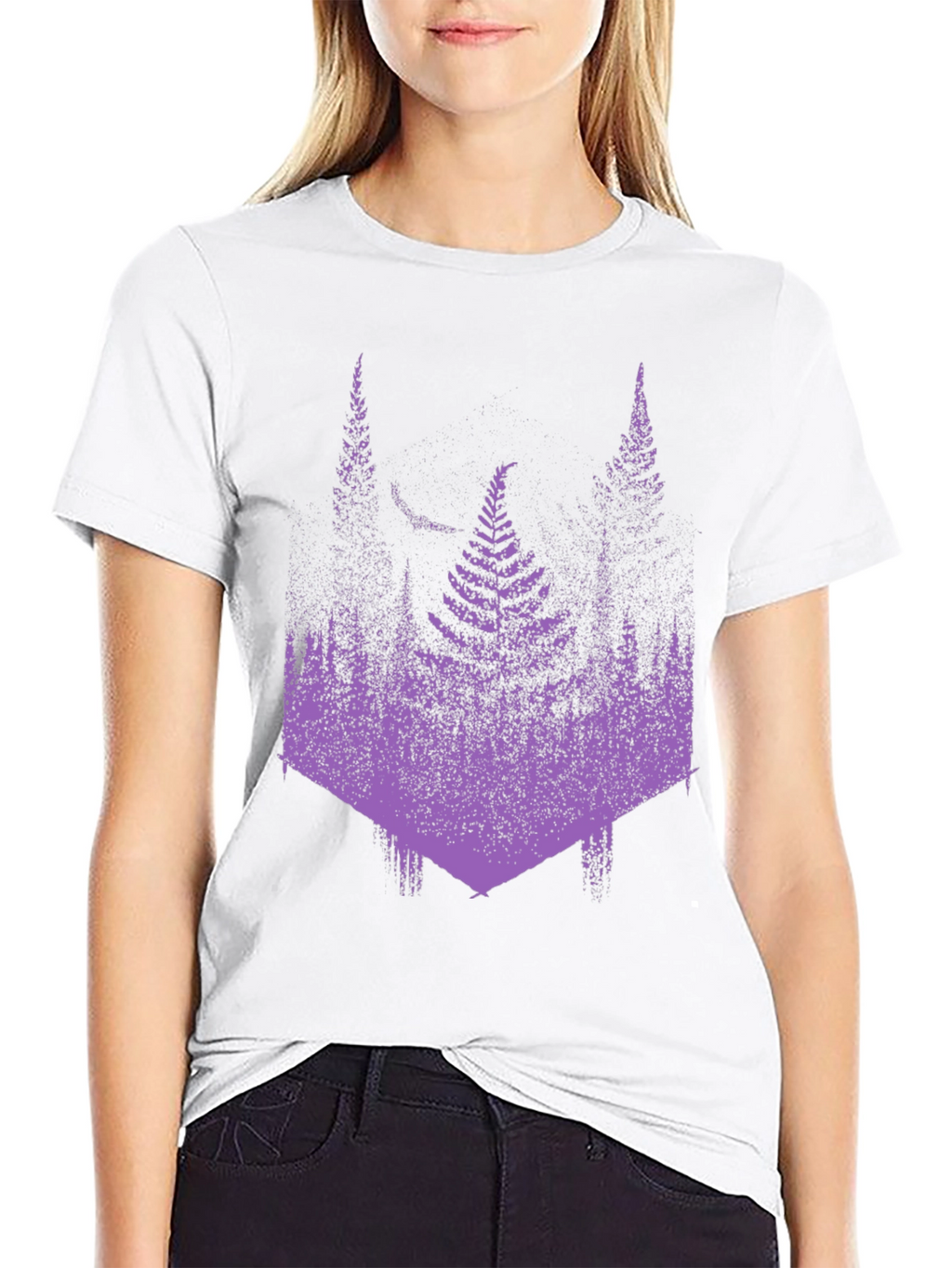 Fern Forest Print Graphic Tee - Black