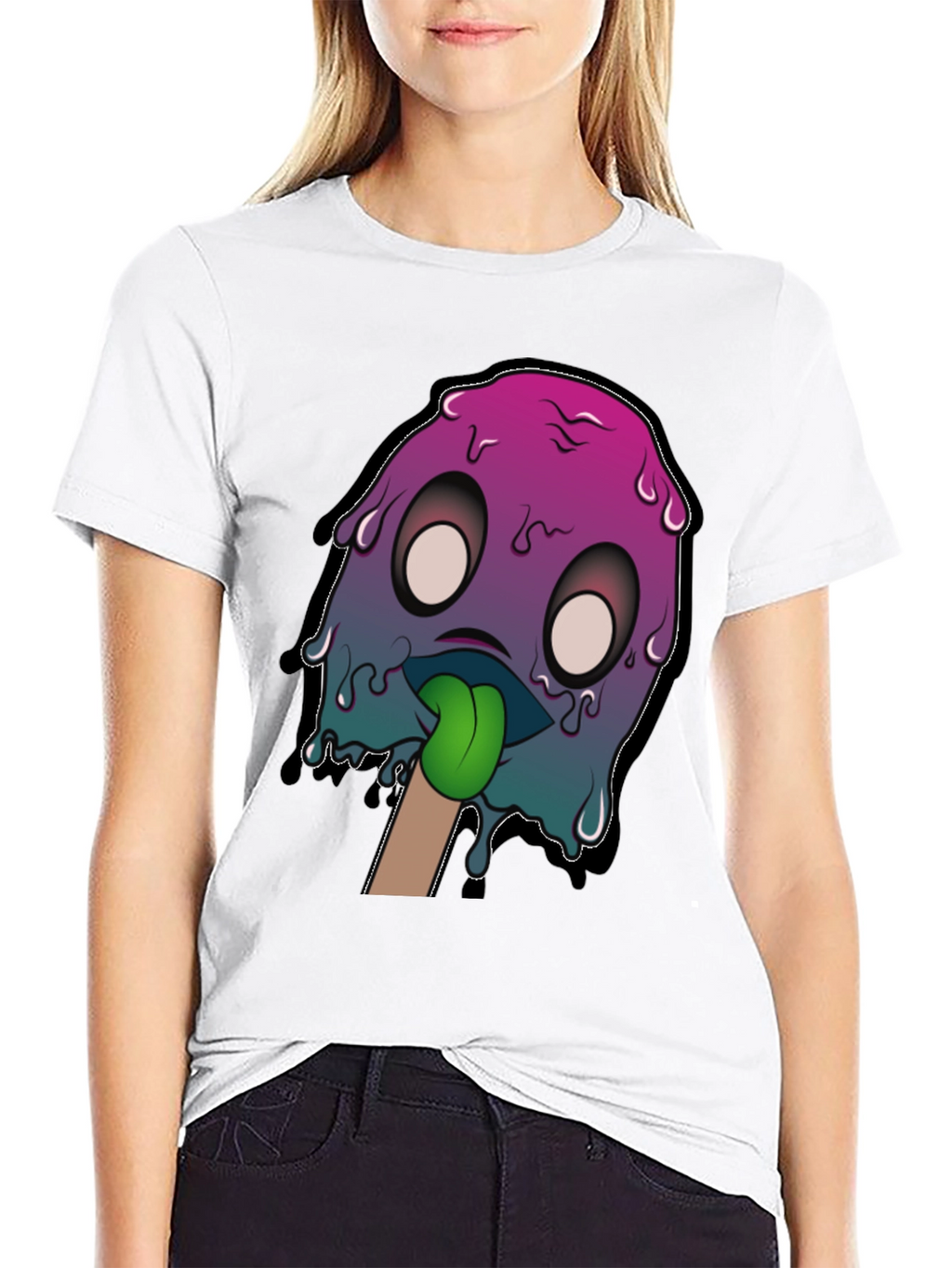 Melting Popsicle Monster Graphic Tee - Cool Design!