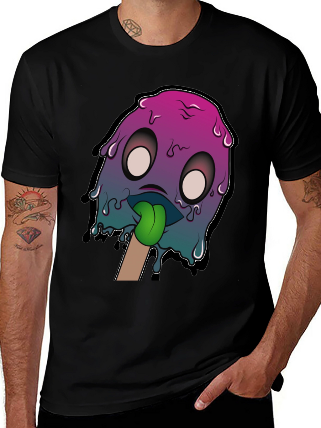 Melting Popsicle Monster Graphic Tee - Cool Design!