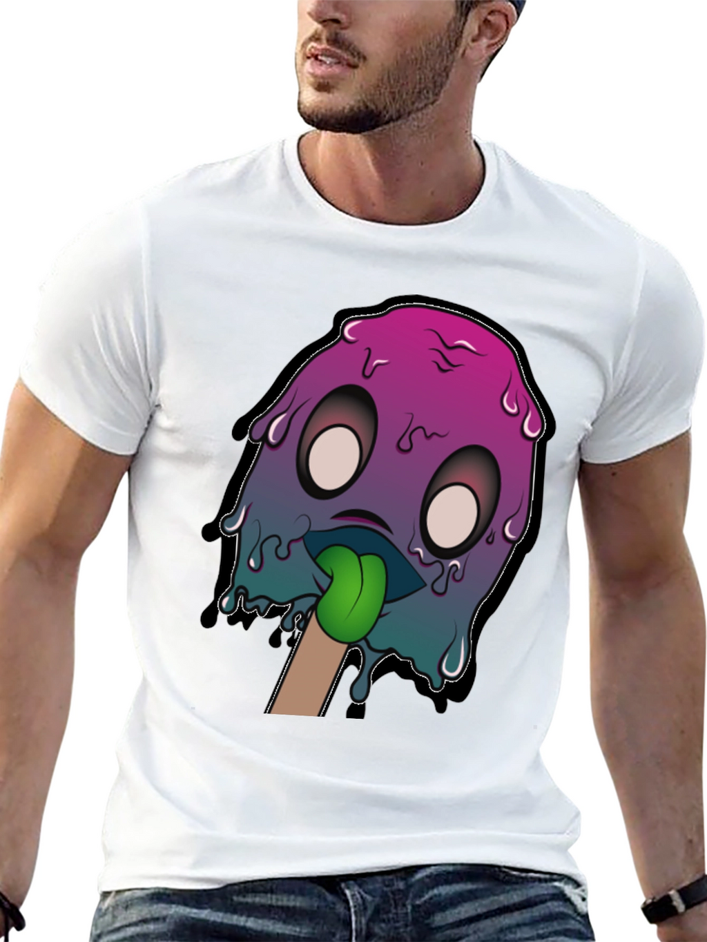 Melting Popsicle Monster Graphic Tee - Cool Design!