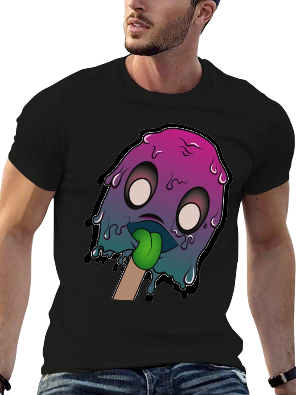 Melting Popsicle Monster Graphic Tee - Cool Design!