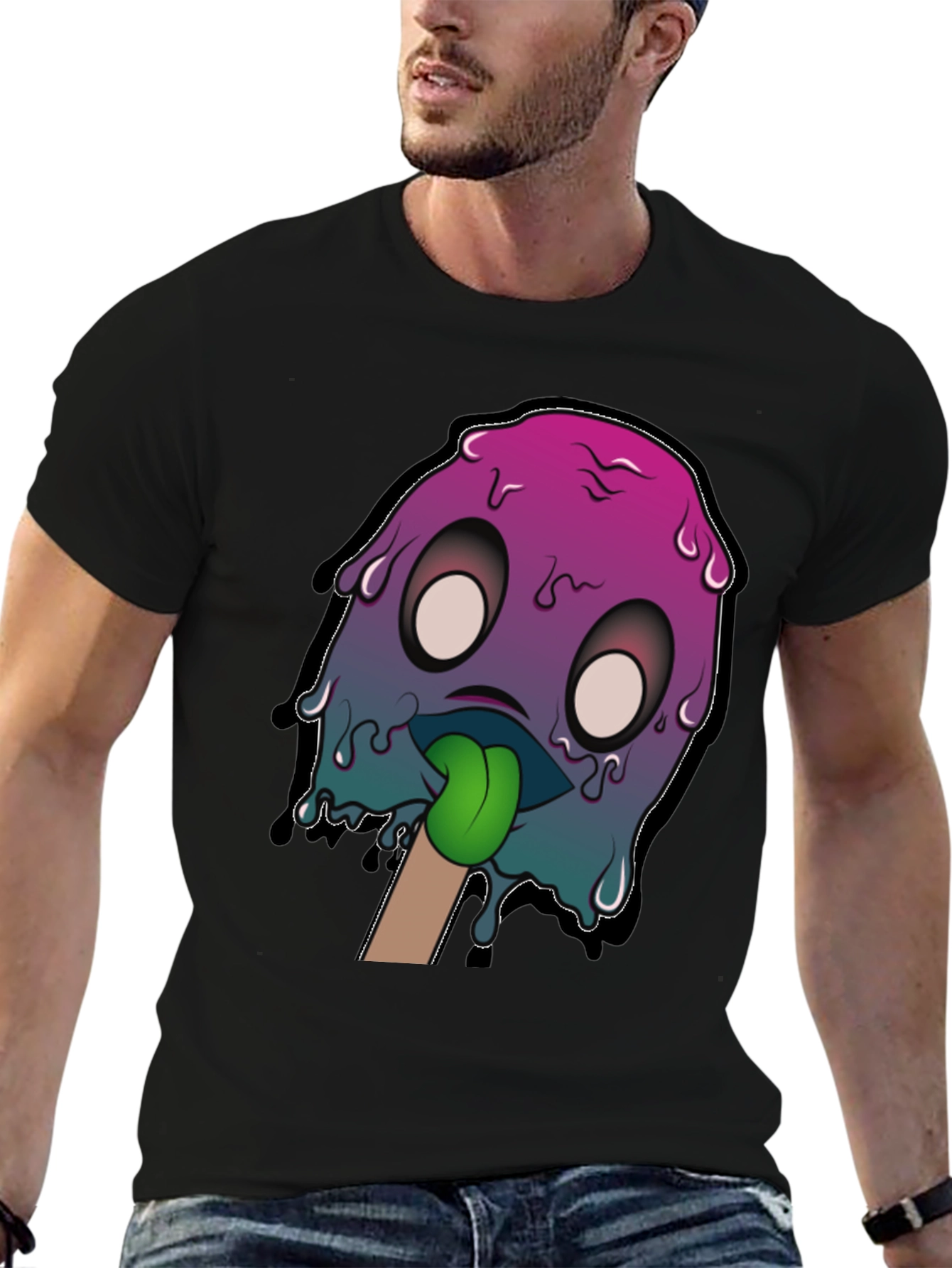 Melting Popsicle Monster Graphic Tee - Cool Design!