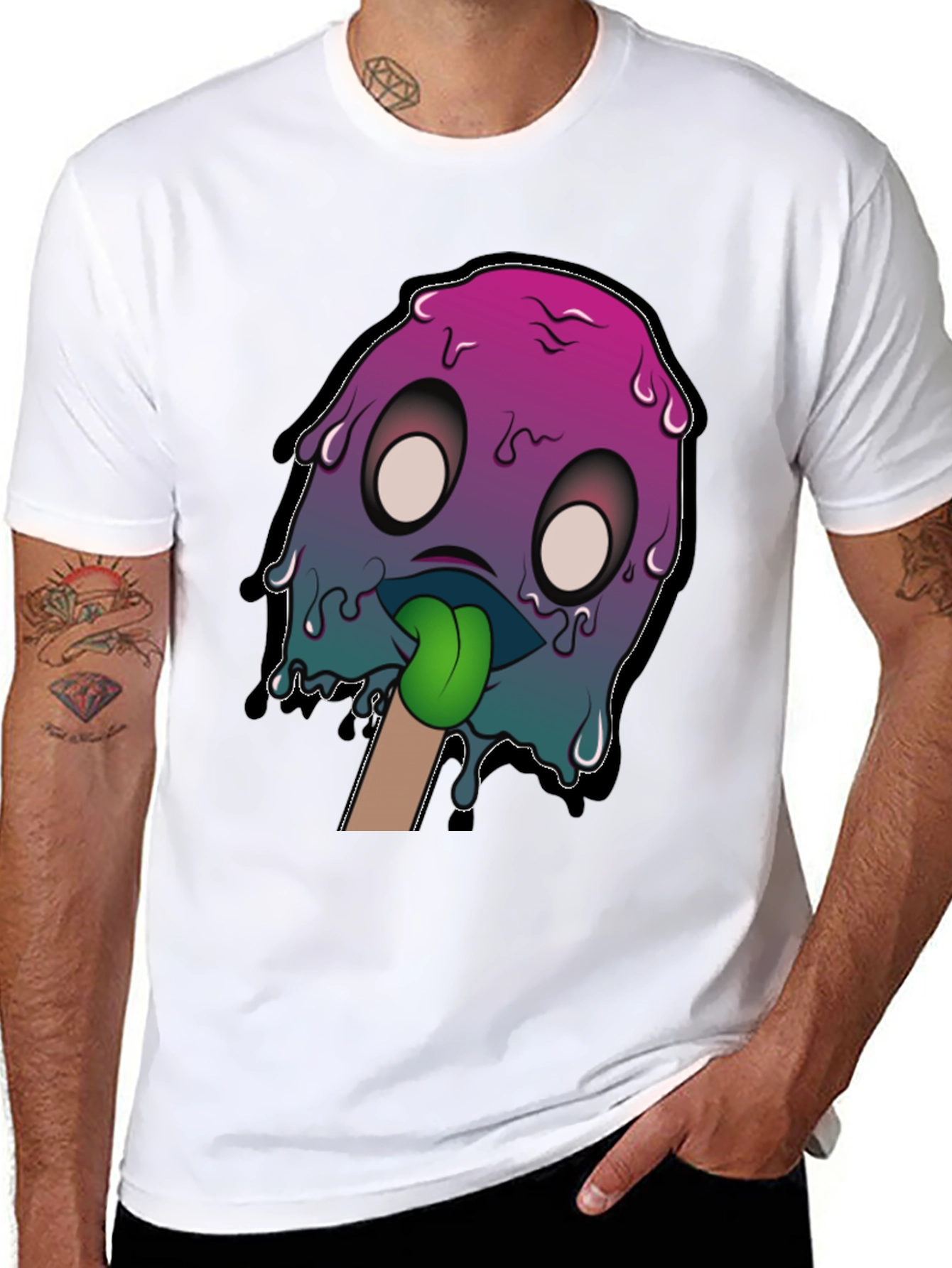 Melting Popsicle Monster Graphic Tee - Cool Design!