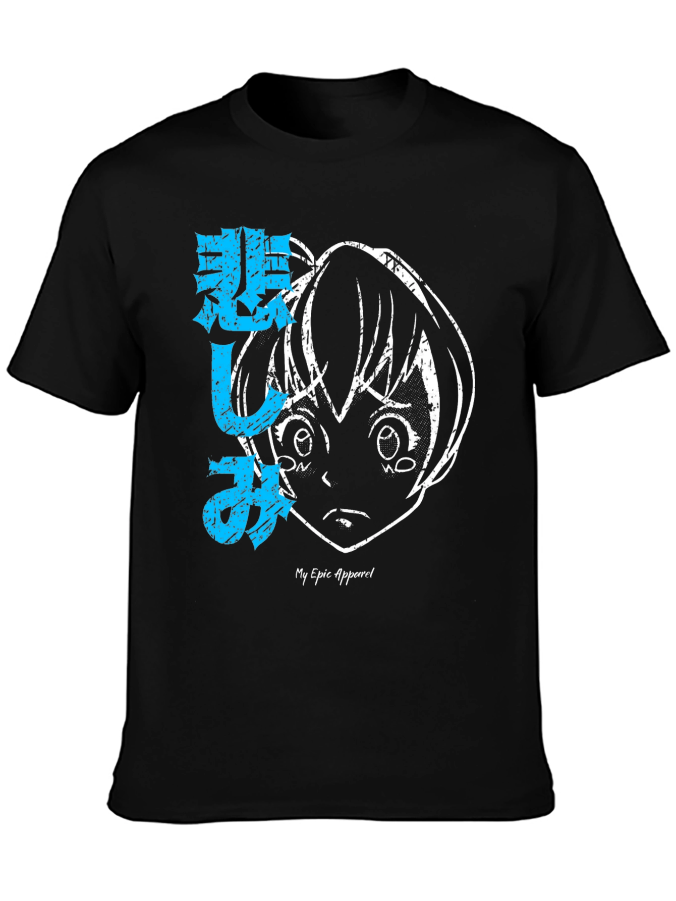 Anime Girl Graphic Tee - Soft Black Cotton Blend T-Shirt