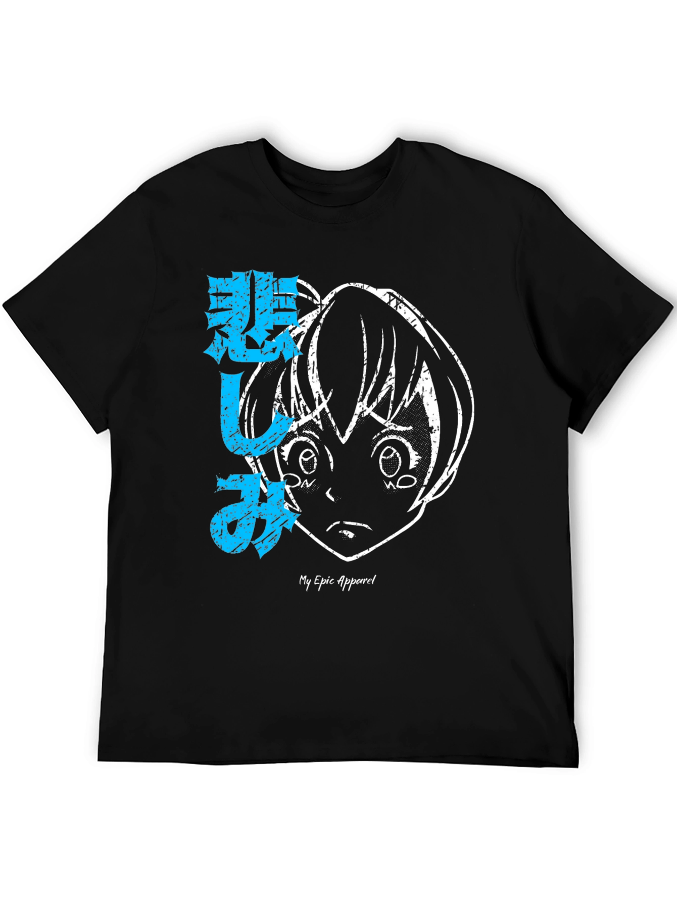 Anime Girl Graphic Tee - Soft Black Cotton Blend T-Shirt