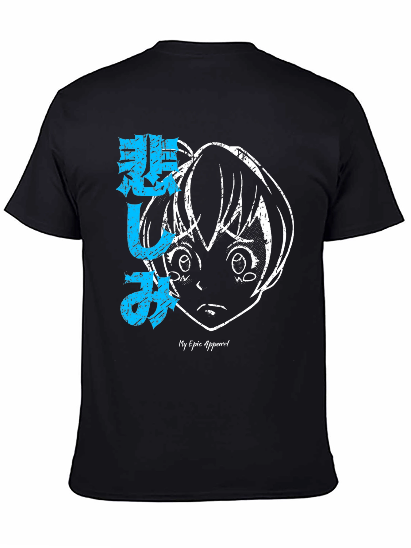 Anime Girl Graphic Tee - Soft Black Cotton Blend T-Shirt