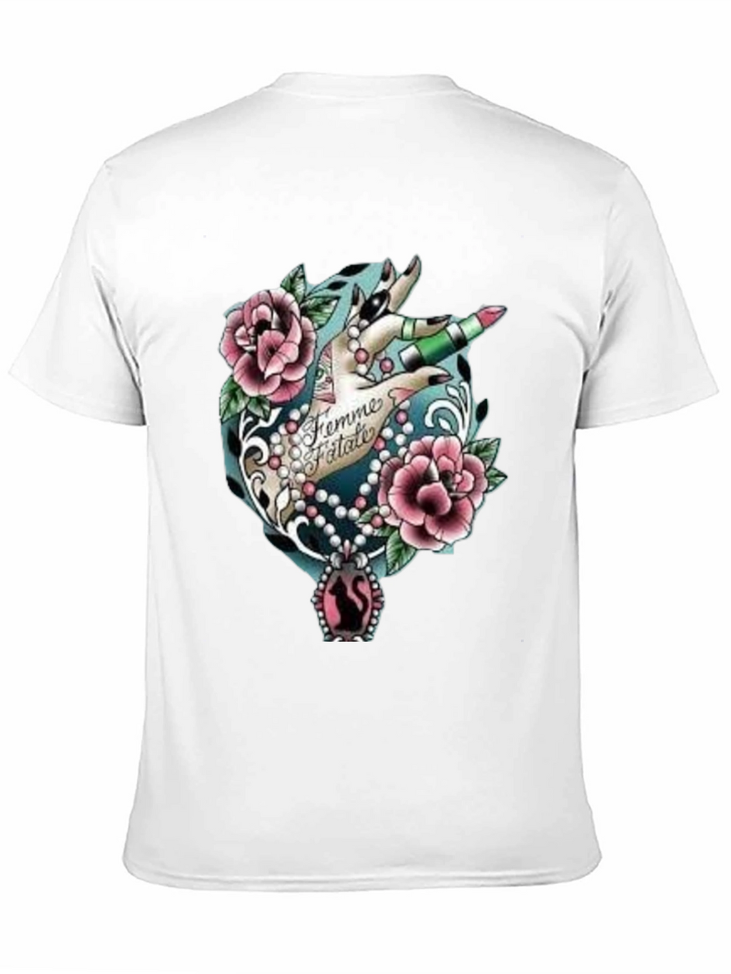Femme Fatale Graphic T-Shirt - Roses & Lipstick Design