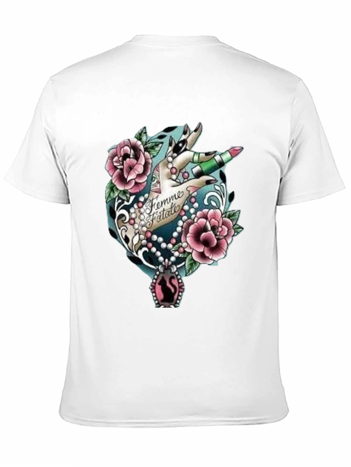Femme Fatale Graphic T-Shirt - Roses & Lipstick Design