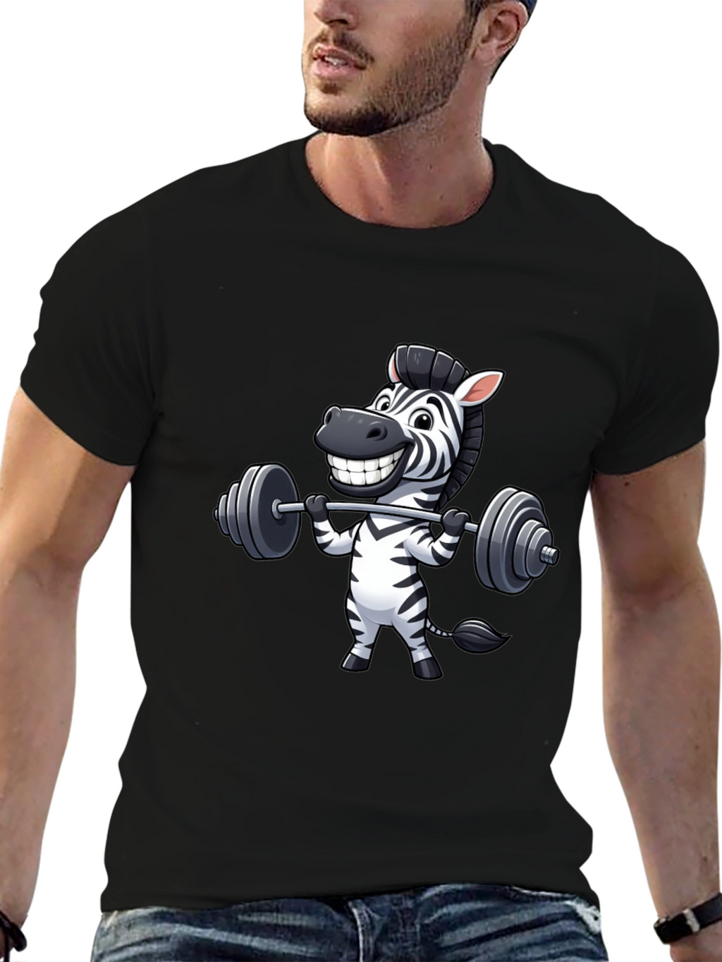 Zebra Gym Workout Black T-Shirt