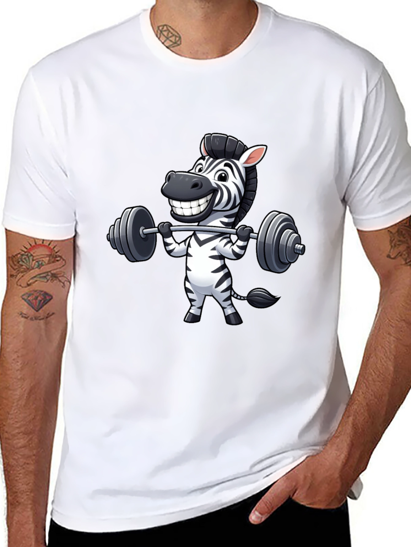 Zebra Gym Workout Black T-Shirt