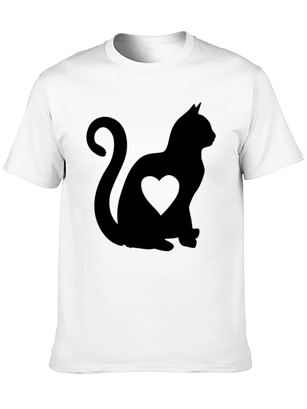 Black Cat Heart Silhouette Graphic Tee