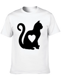 Black Cat Heart Silhouette Graphic Tee