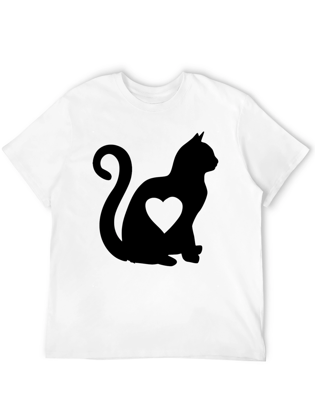 Black Cat Heart Silhouette Graphic Tee