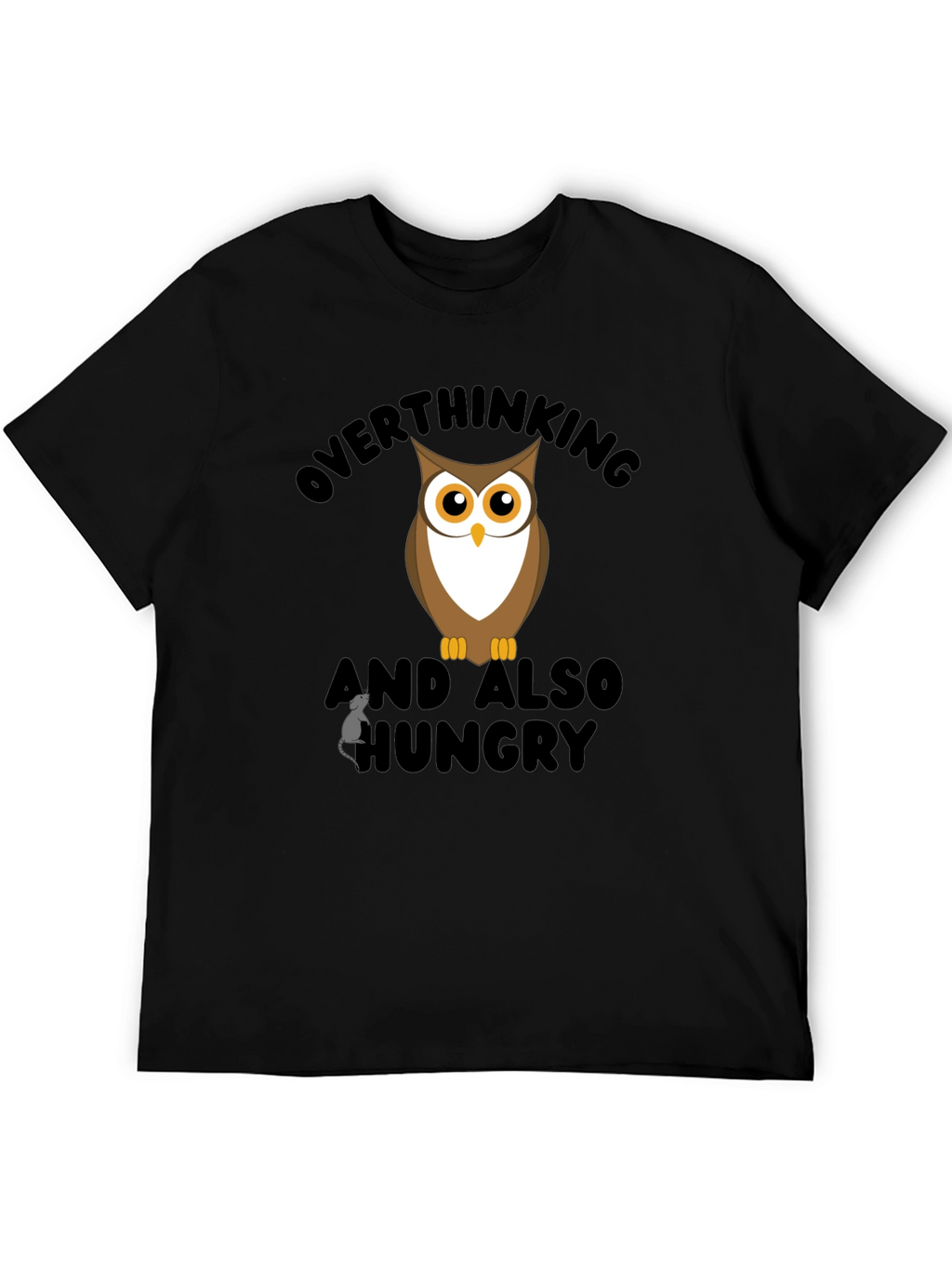 Overthinking Owl Graphic Black T-Shirt