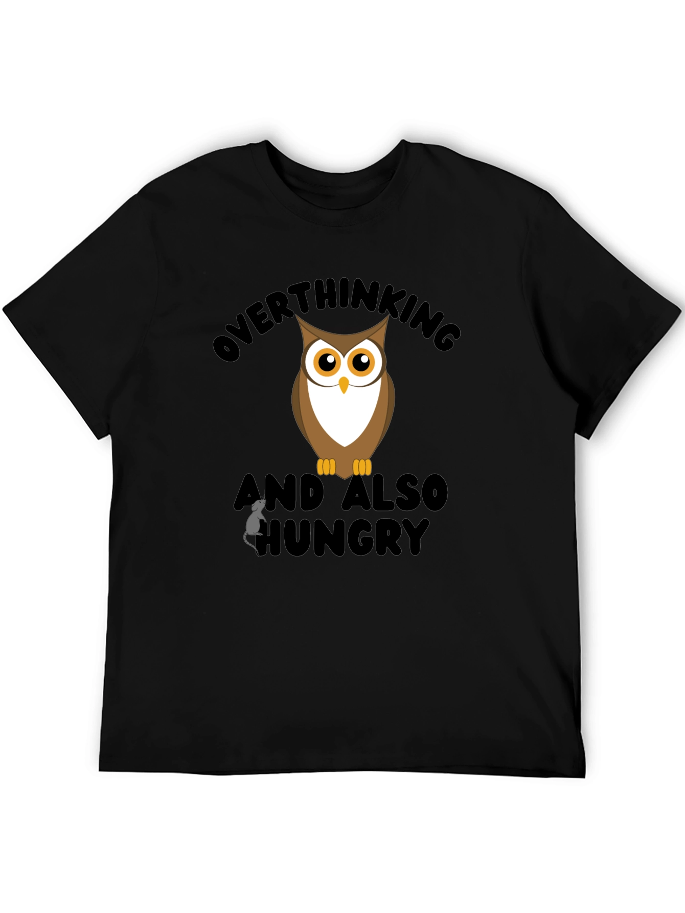Overthinking Owl Graphic Black T-Shirt