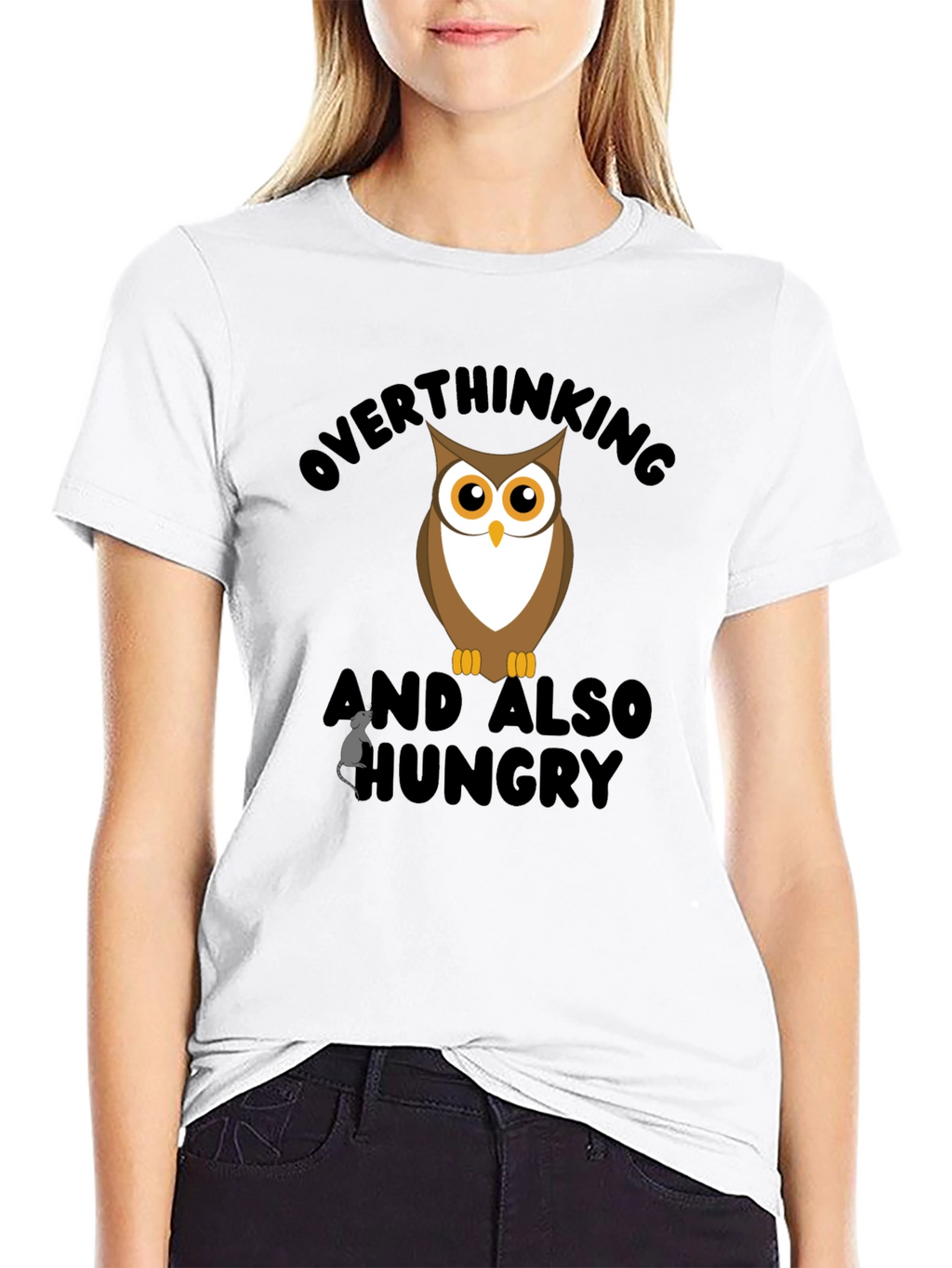 Overthinking Owl Graphic Black T-Shirt