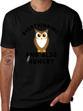 Overthinking Owl Graphic Black T-Shirt