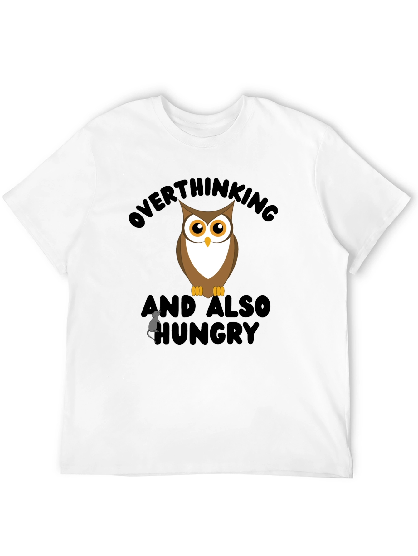 Overthinking Owl Graphic Black T-Shirt