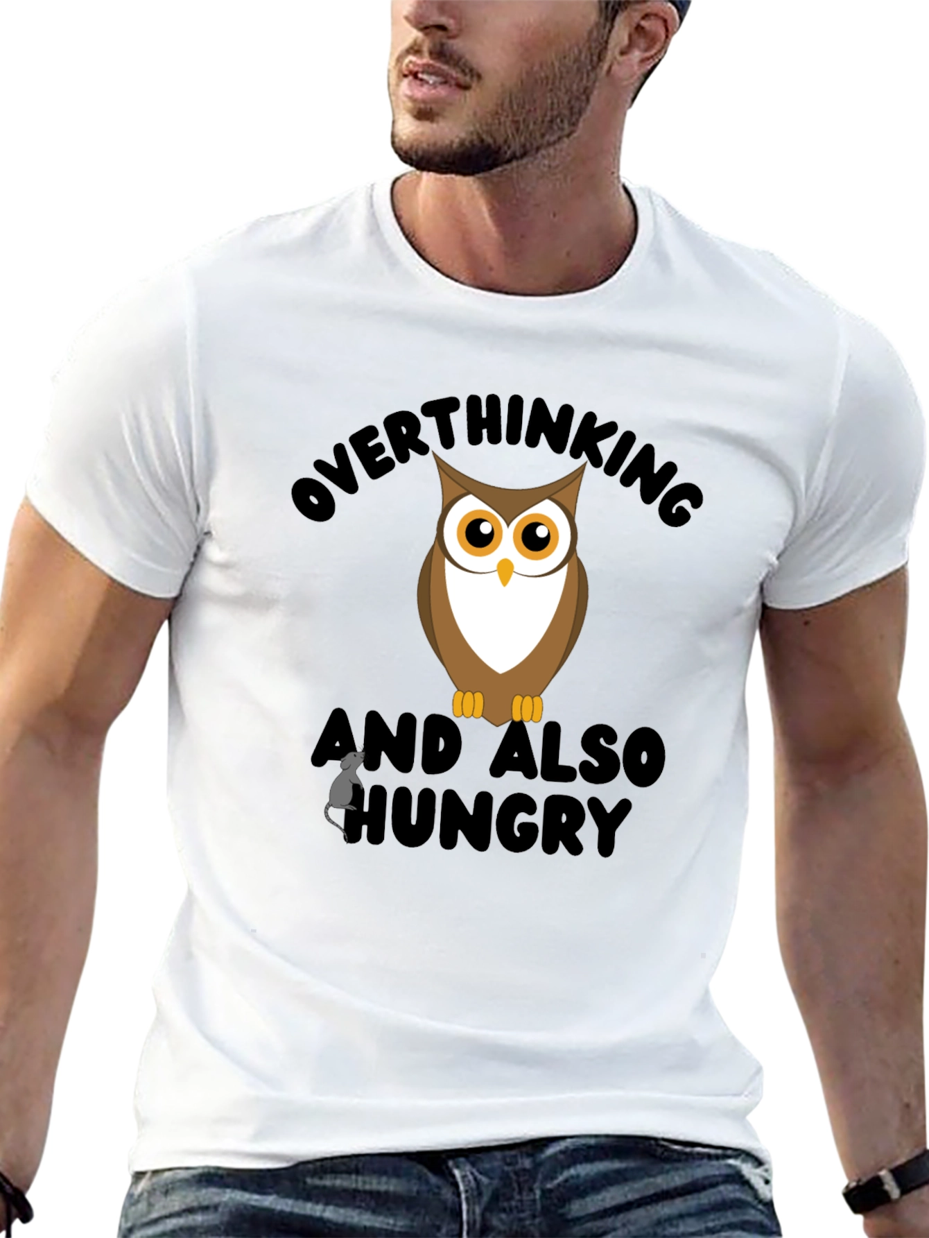 Overthinking Owl Graphic Black T-Shirt