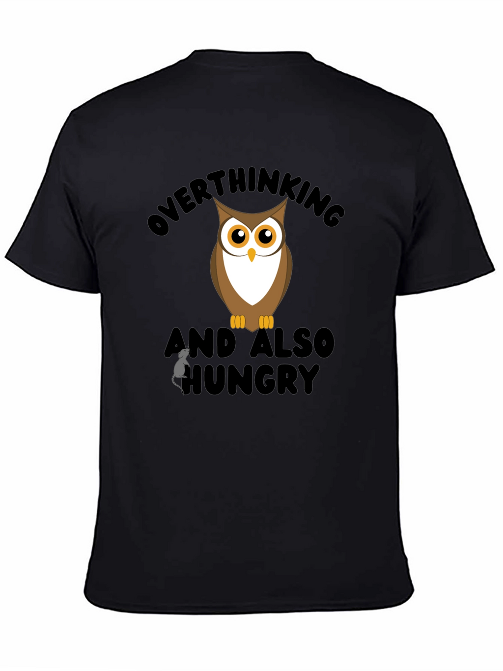 Overthinking Owl Graphic Black T-Shirt