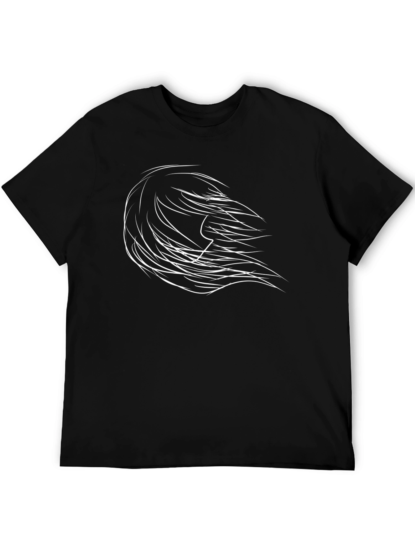 Abstract Flowing Hairline Art Black T-Shirt
