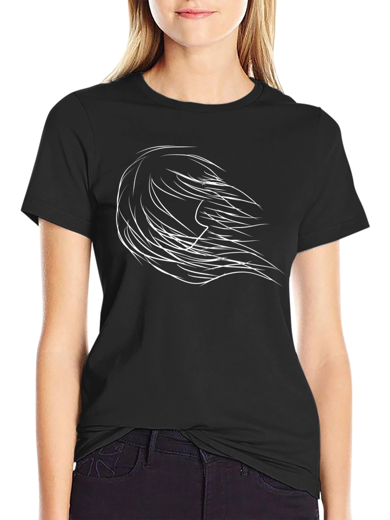 Abstract Flowing Hairline Art Black T-Shirt