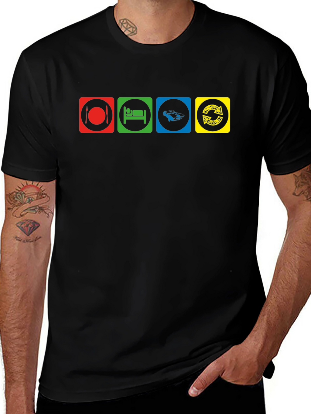Eat Sleep Drift Repeat Black T-Shirt