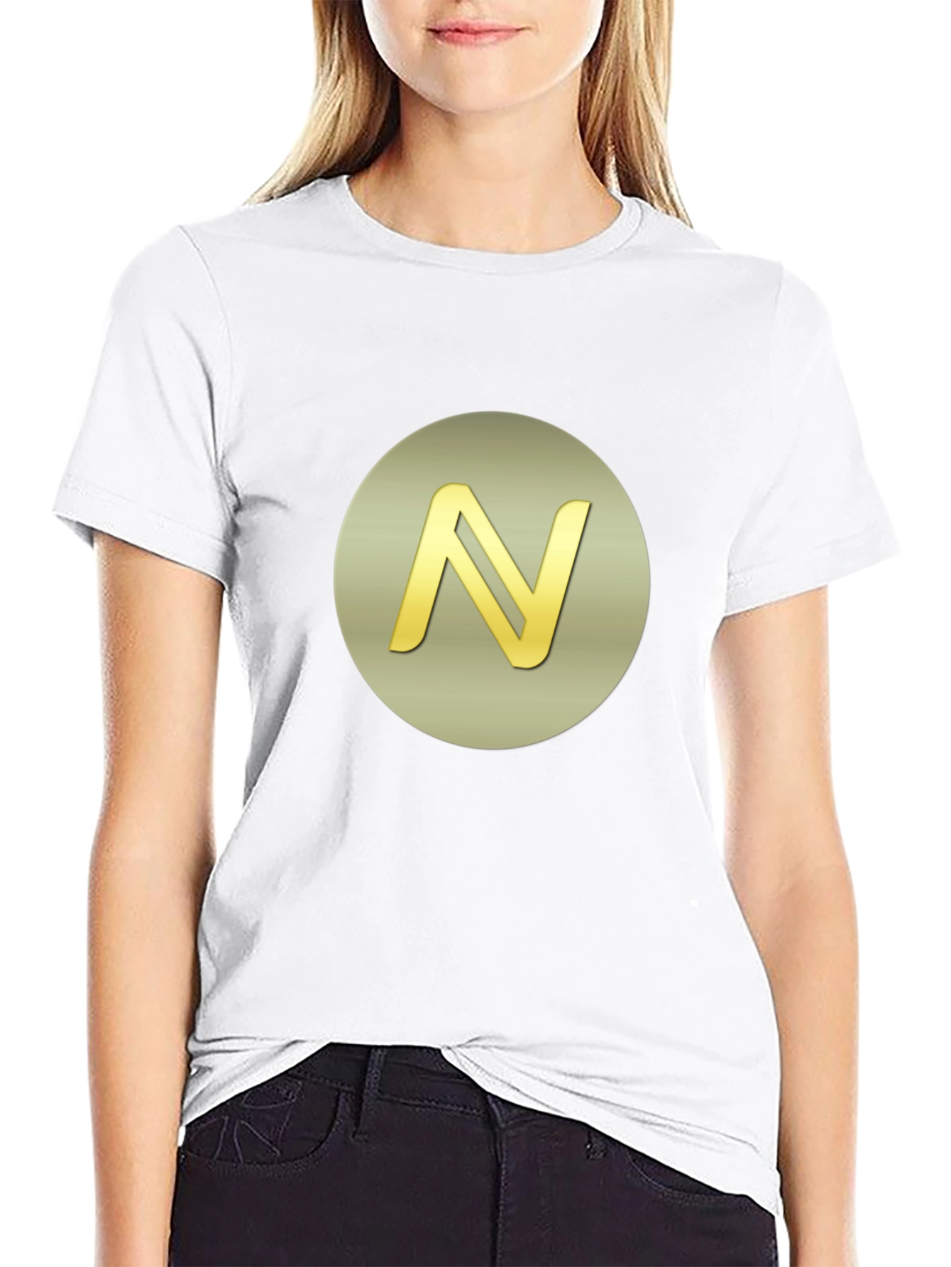 Golden Initial N Graphic Print Black T-Shirt