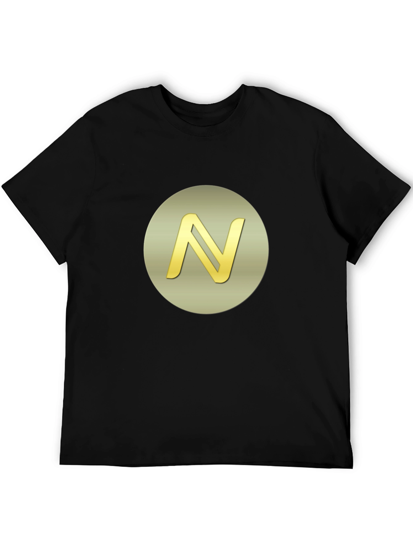 Golden Initial N Graphic Print Black T-Shirt
