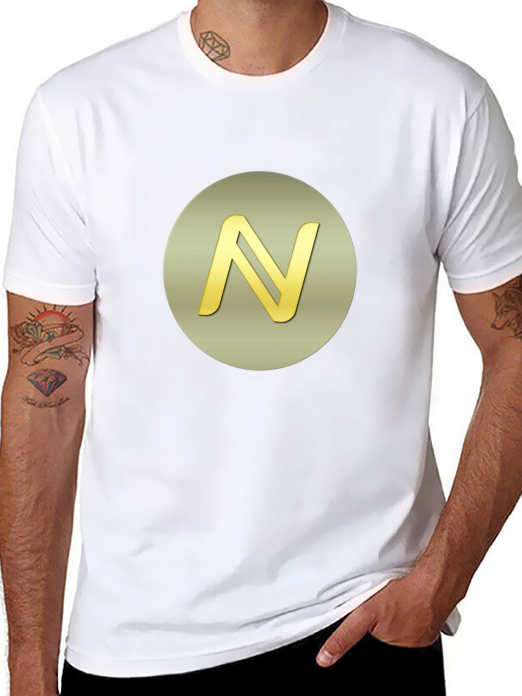 Golden Initial N Graphic Print Black T-Shirt