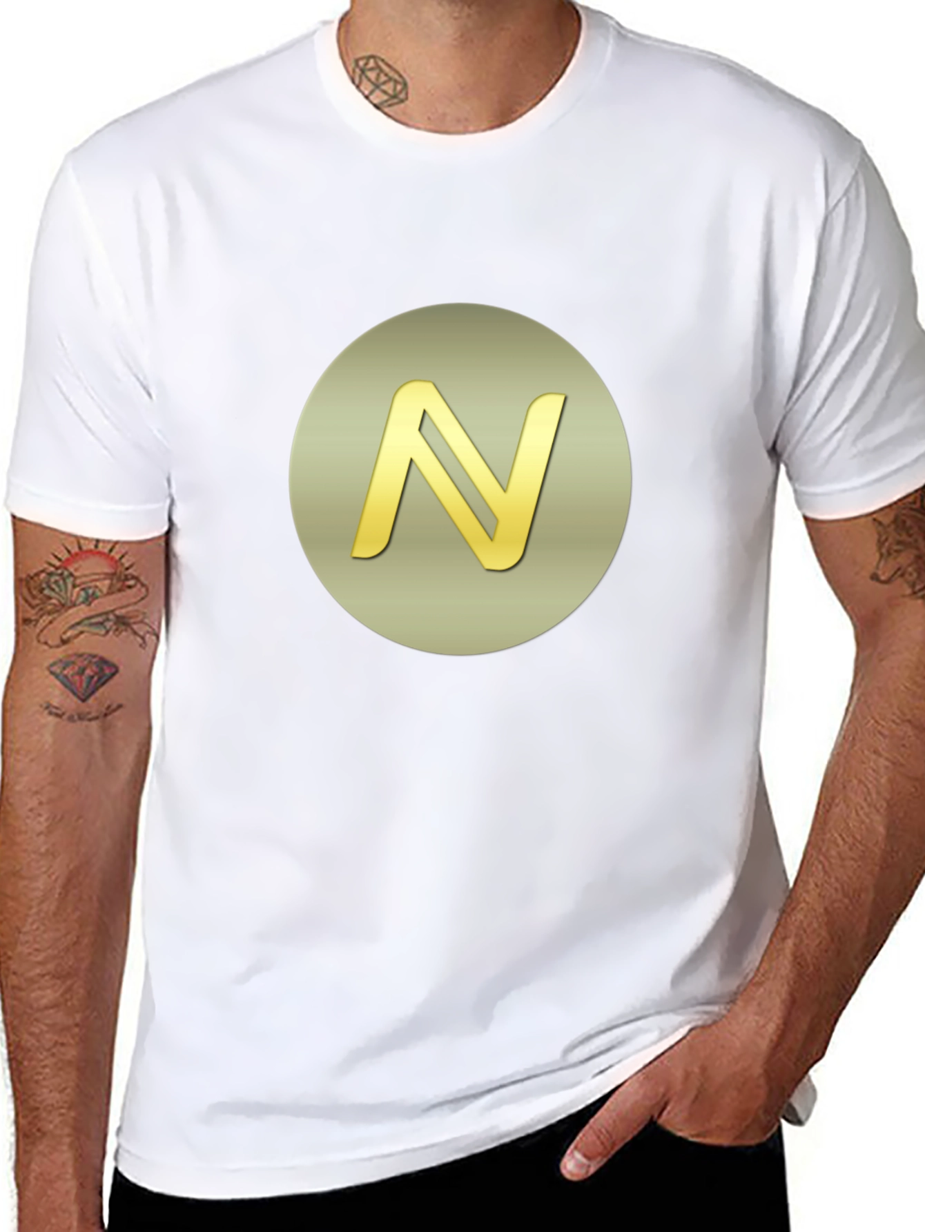 Golden Initial N Graphic Print Black T-Shirt