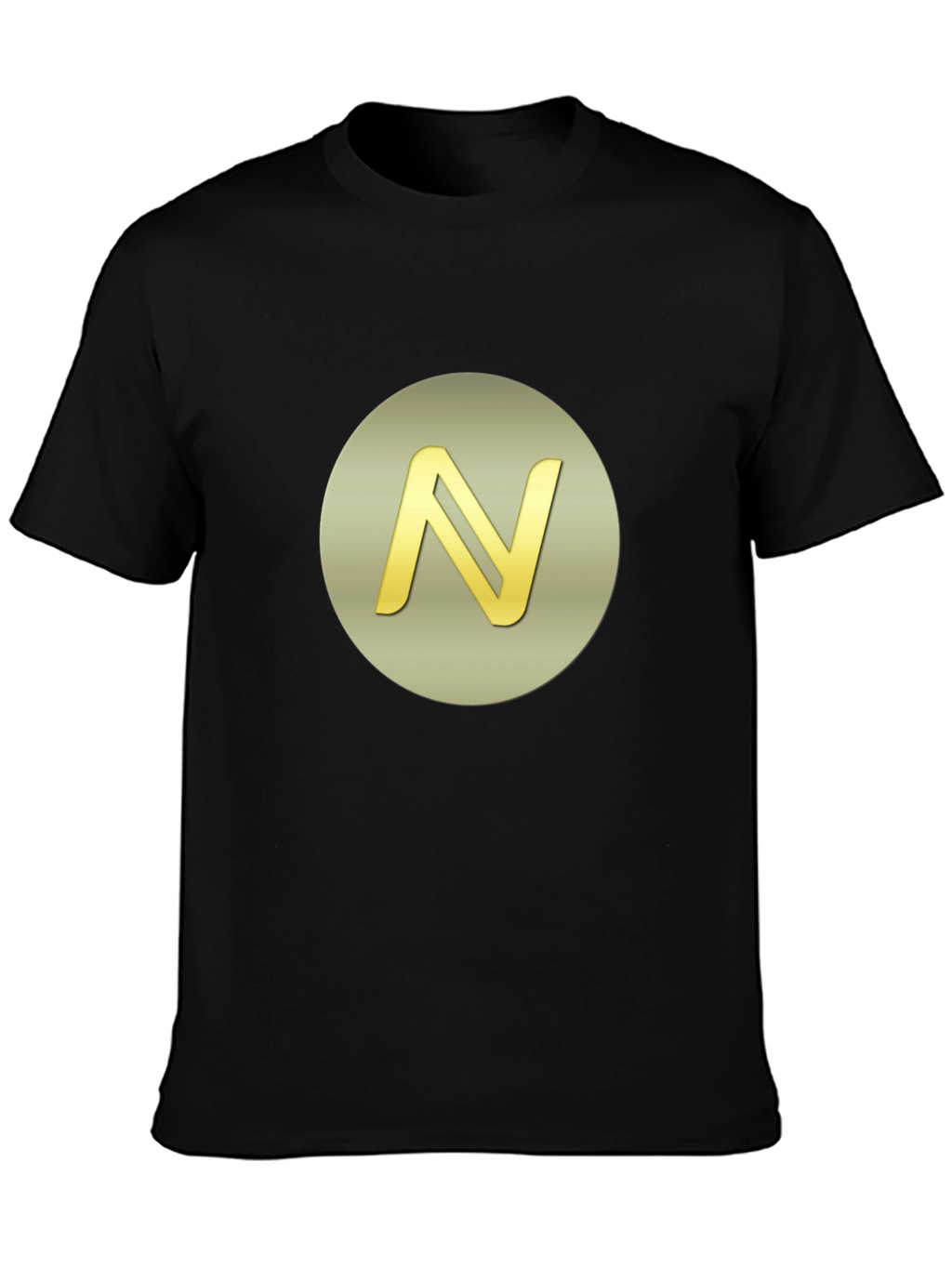 Golden Initial N Graphic Print Black T-Shirt