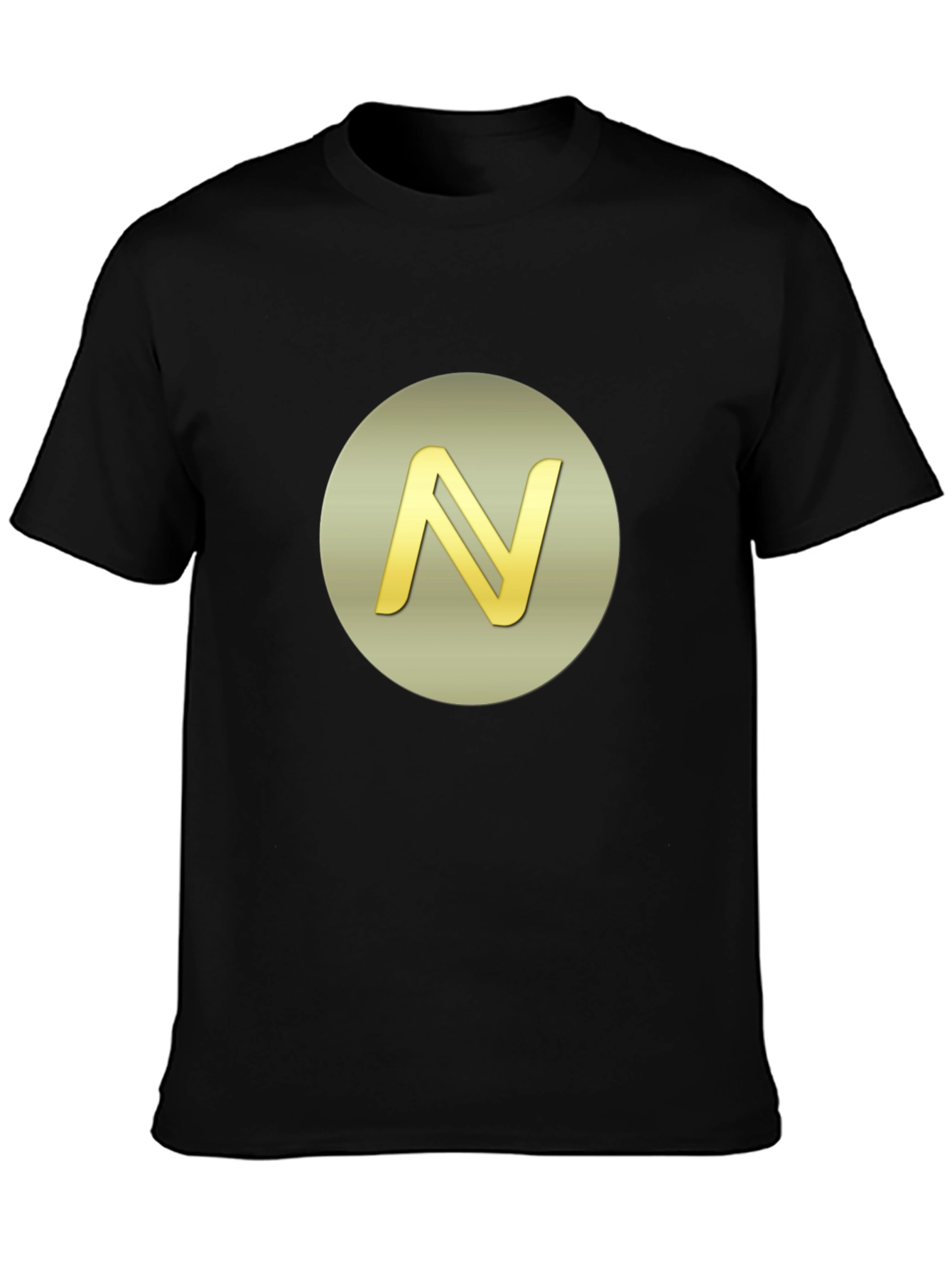 Golden Initial N Graphic Print Black T-Shirt