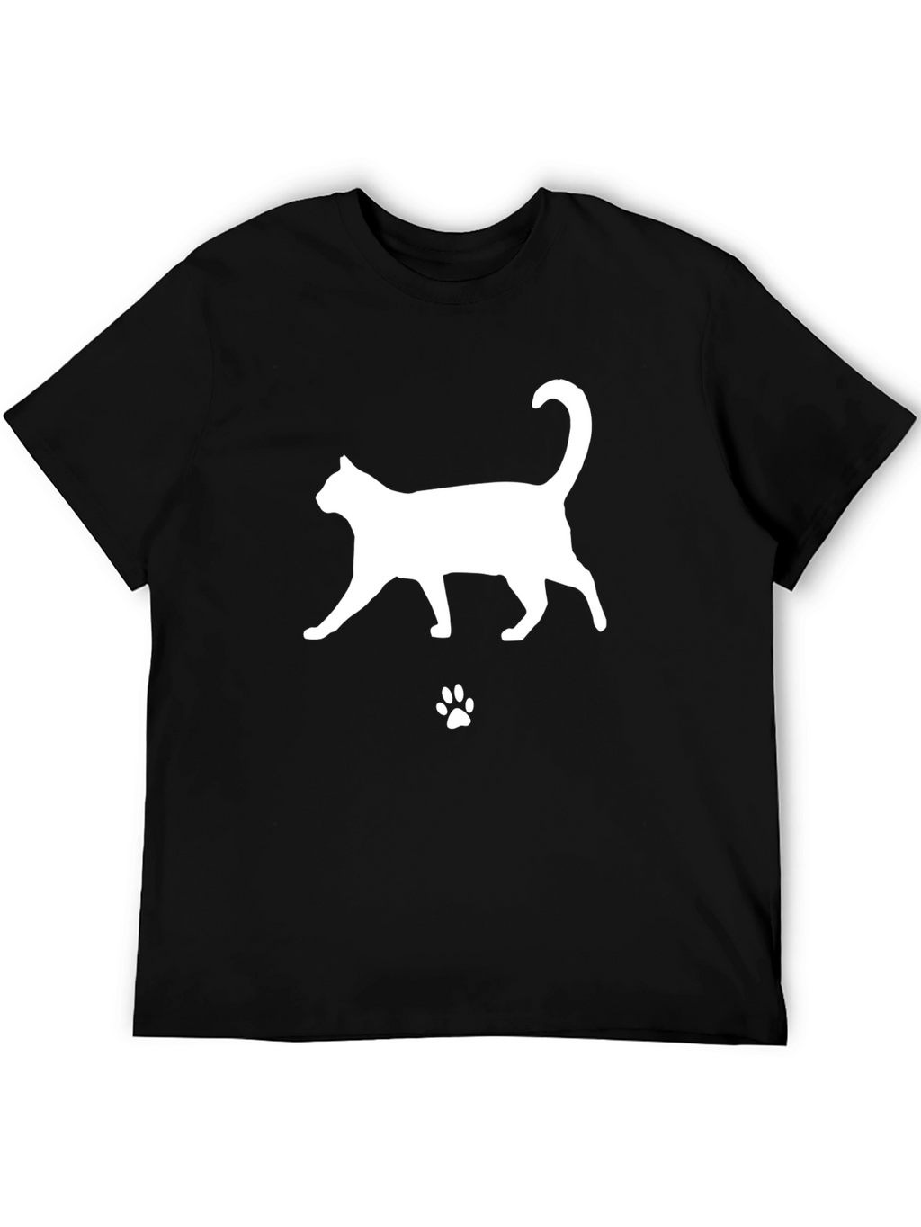 Cat Silhouette T-Shirt - Black Cotton Tee