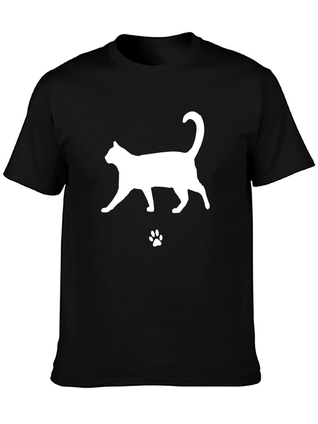 Cat Silhouette T-Shirt - Black Cotton Tee