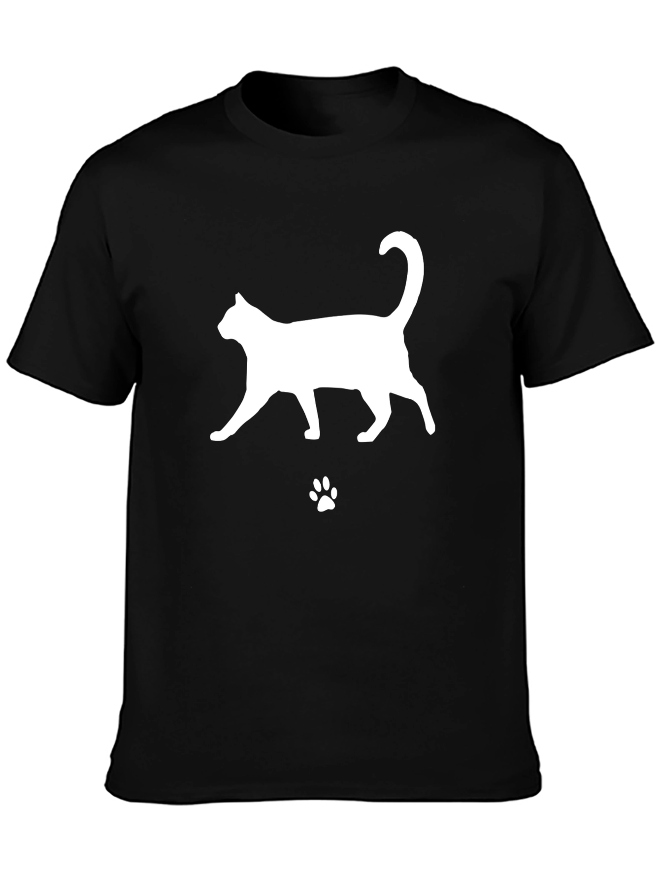 Cat Silhouette T-Shirt - Black Cotton Tee