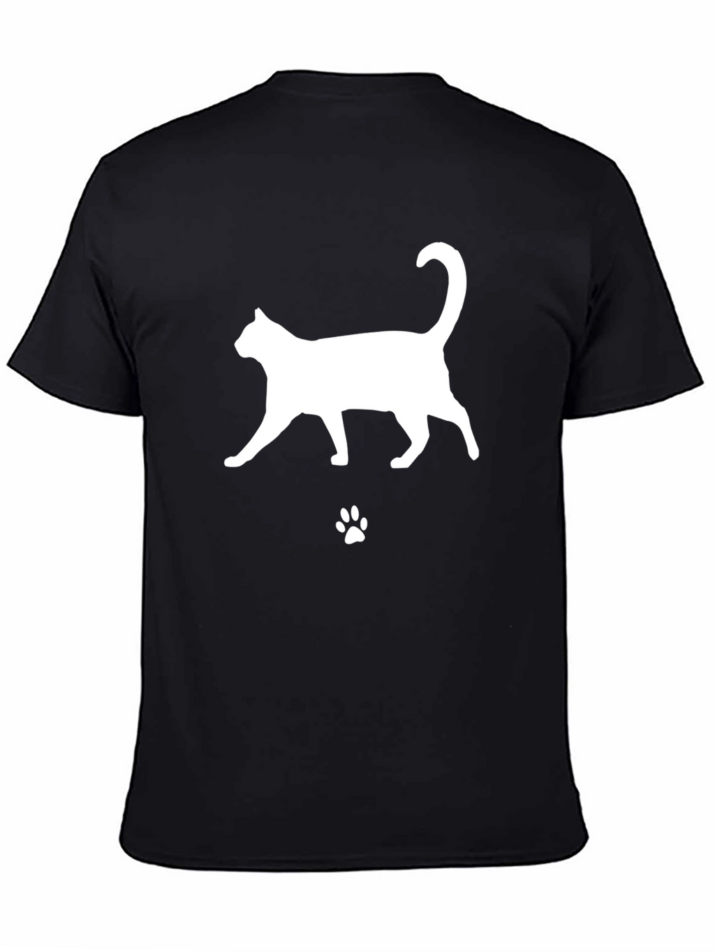 Cat Silhouette T-Shirt - Black Cotton Tee