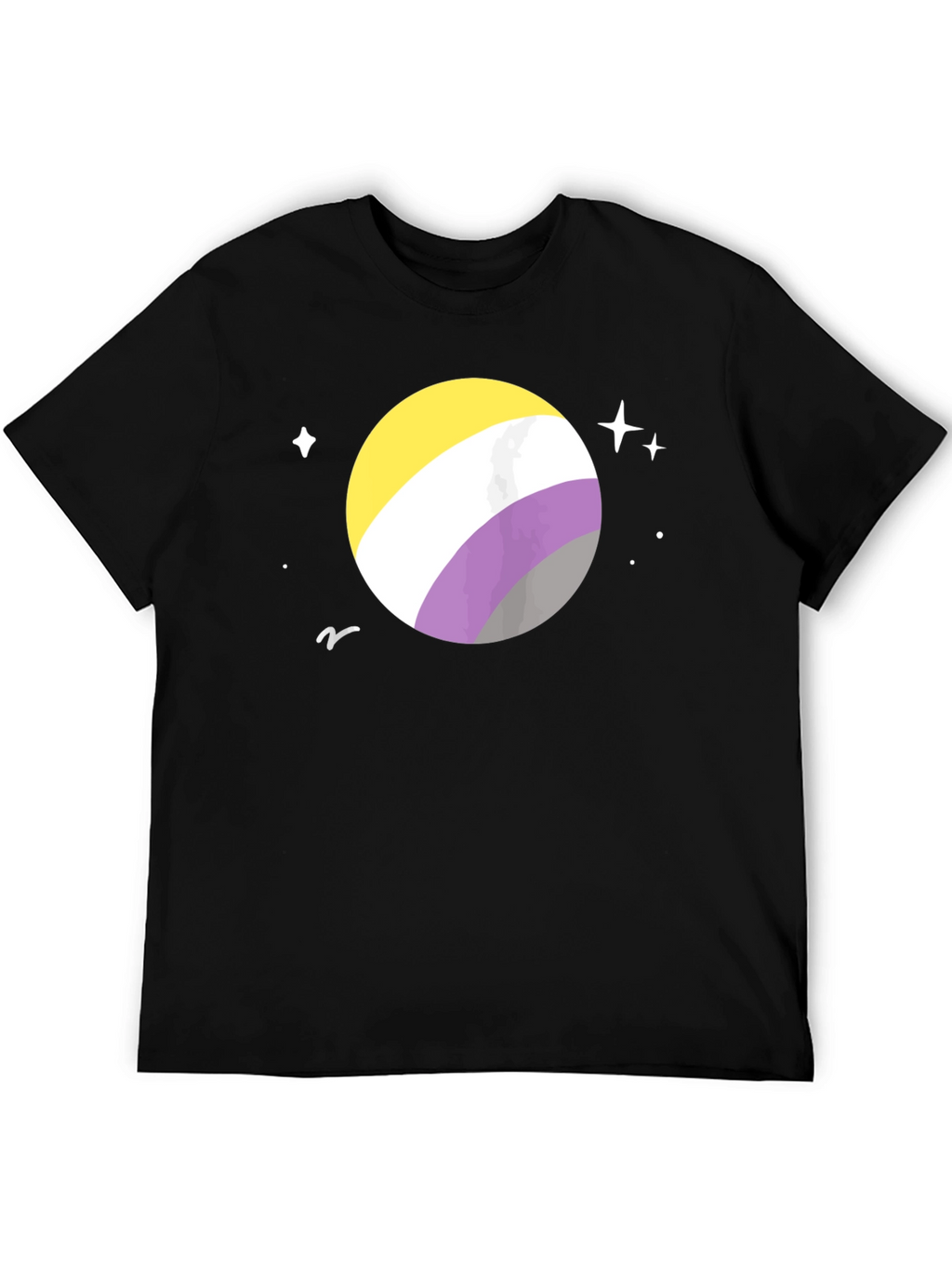 Nonbinary Pride Space T-Shirt - Black Cotton