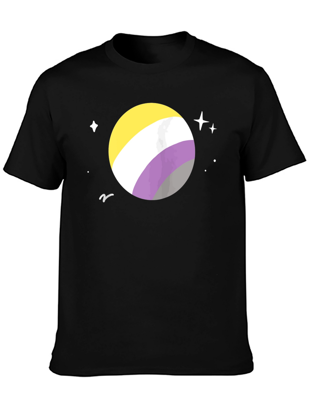 Nonbinary Pride Space T-Shirt - Black Cotton