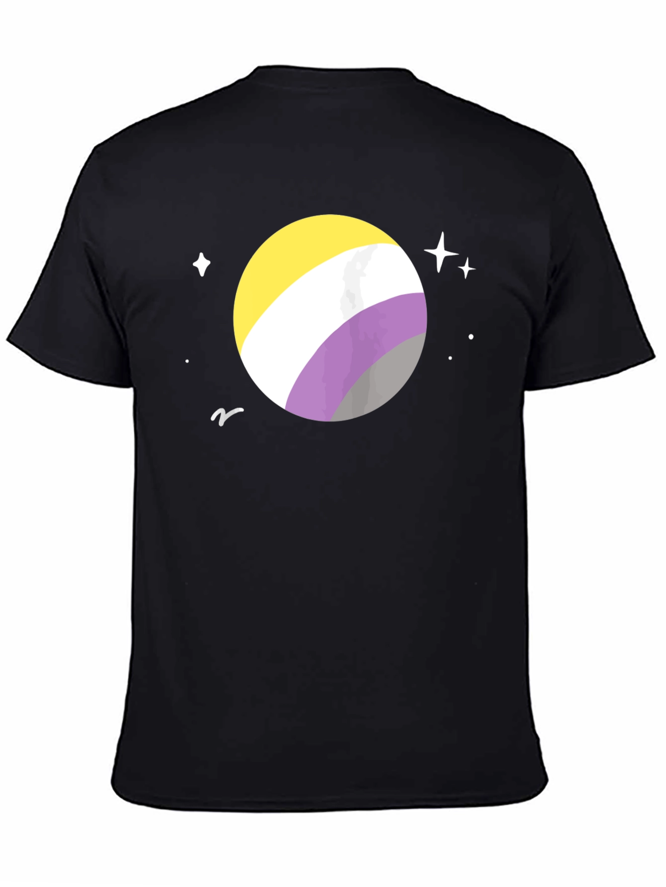 Nonbinary Pride Space T-Shirt - Black Cotton