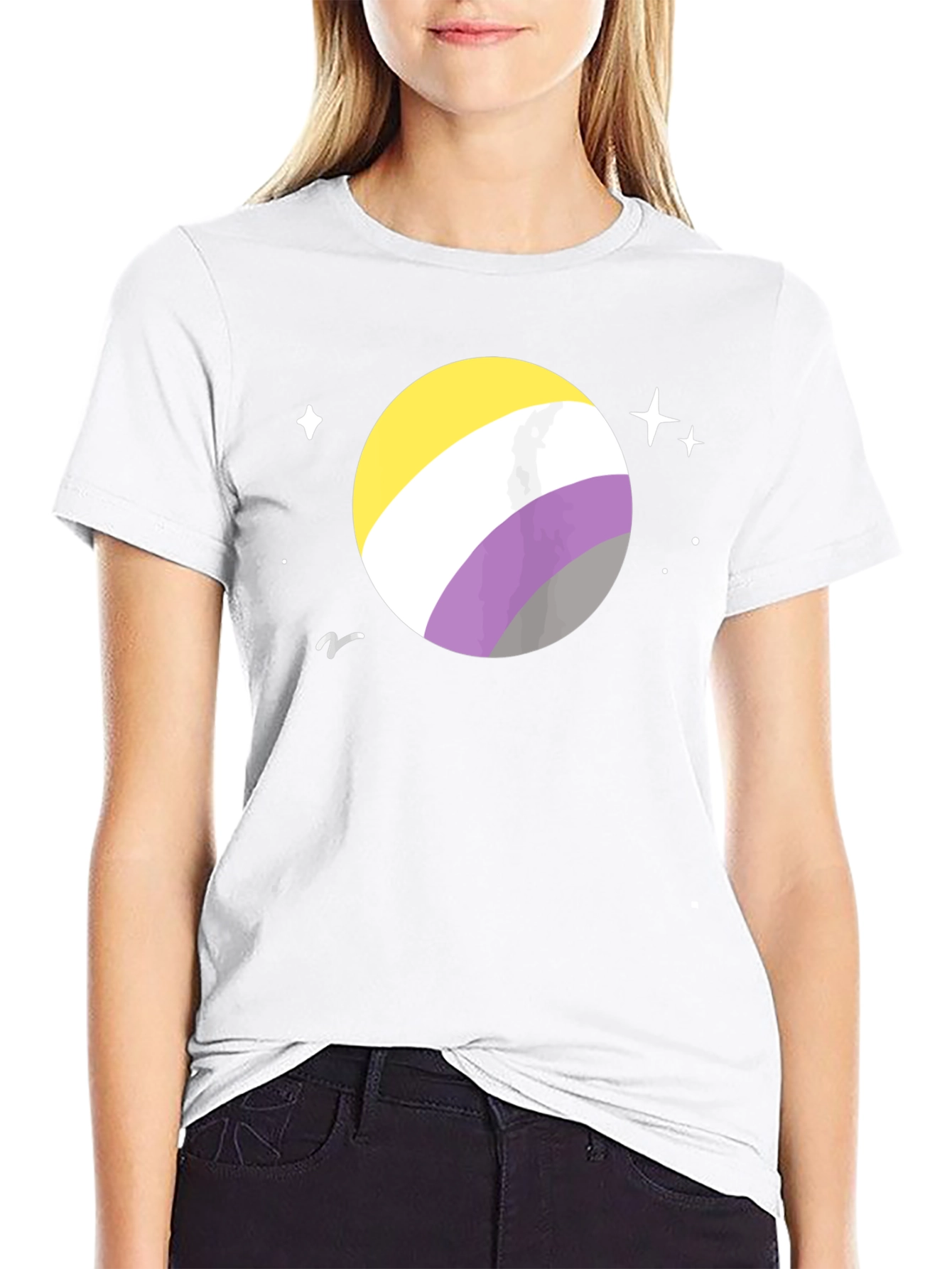 Nonbinary Pride Space T-Shirt - Black Cotton