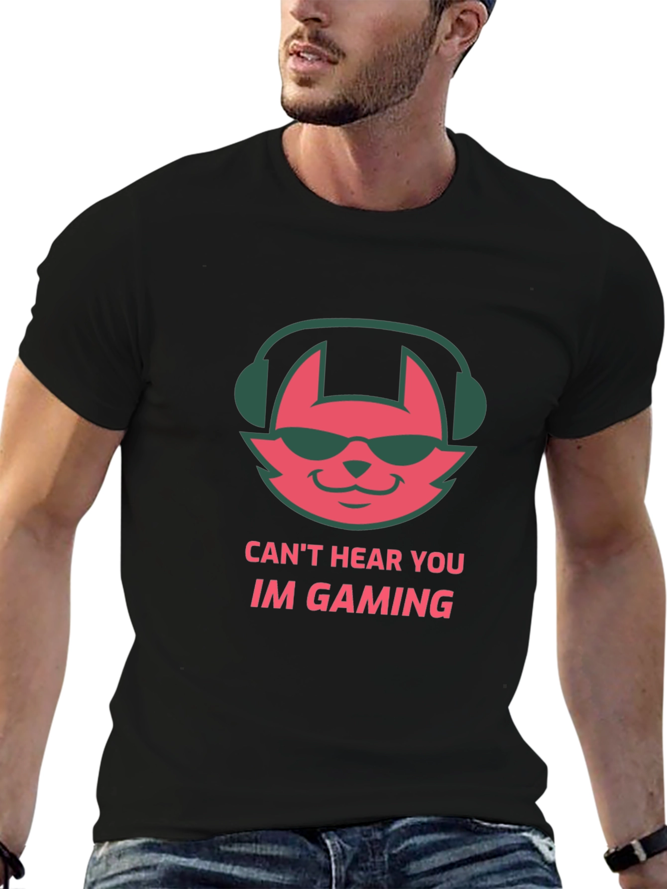 Cool Gamer Cat T-Shirt - Cant Hear You Im Gaming!