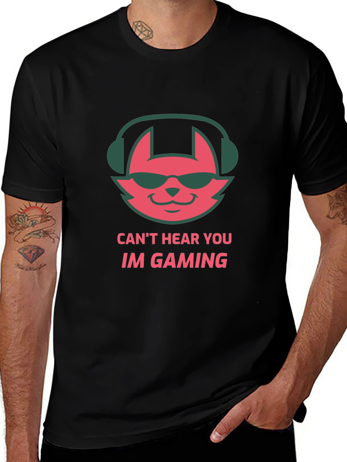 Cool Gamer Cat T-Shirt - Cant Hear You Im Gaming!