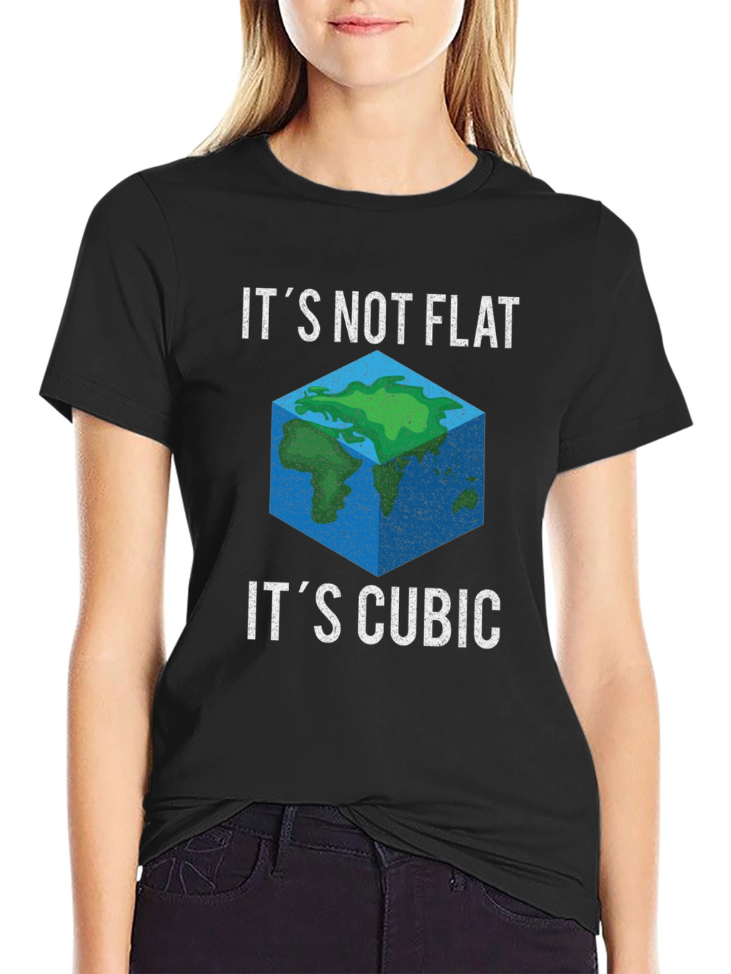 Cubic Earth Graphic Tee - Funny Flat Earth Alternative