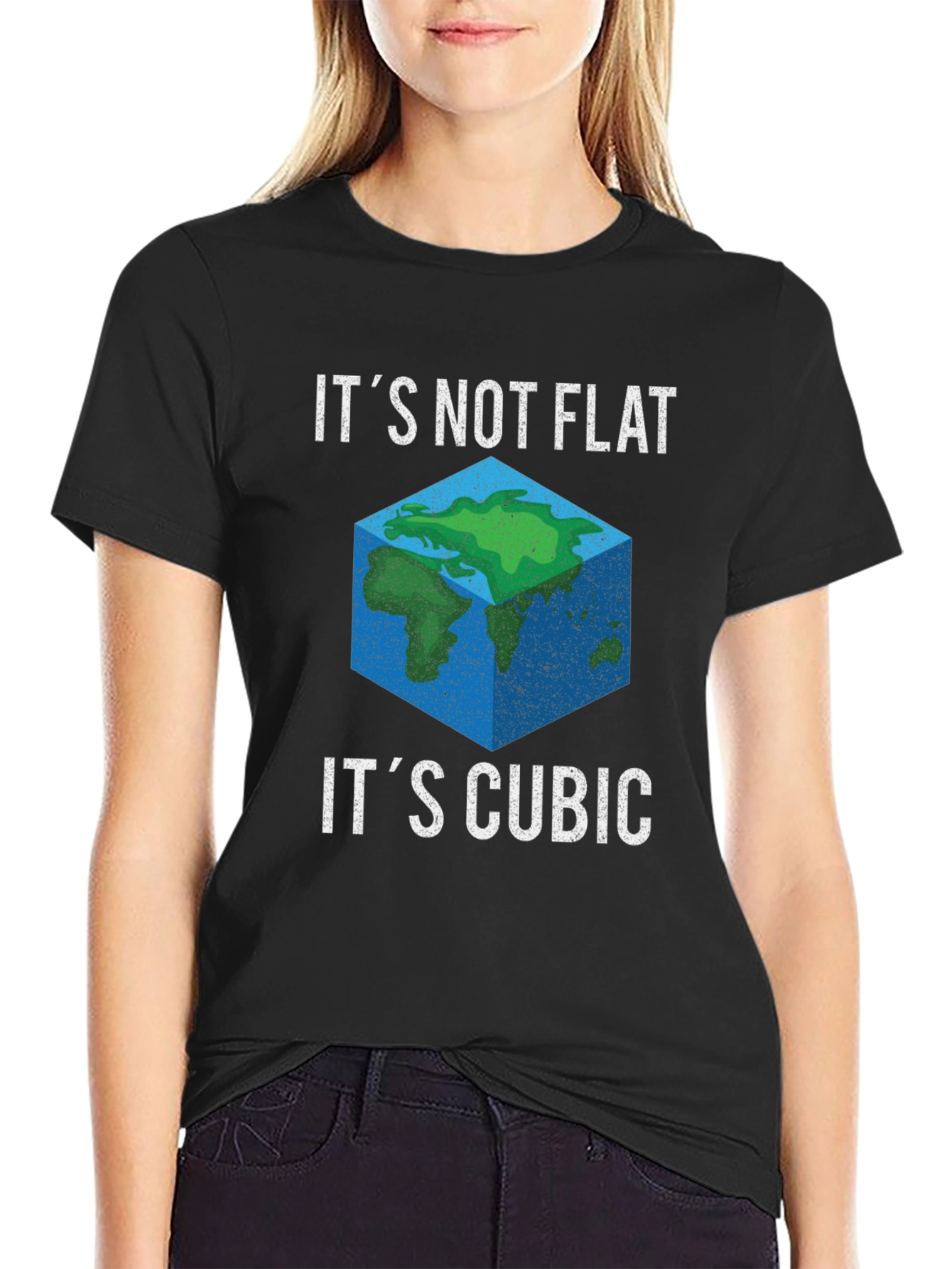Cubic Earth Graphic Tee - Funny Flat Earth Alternative