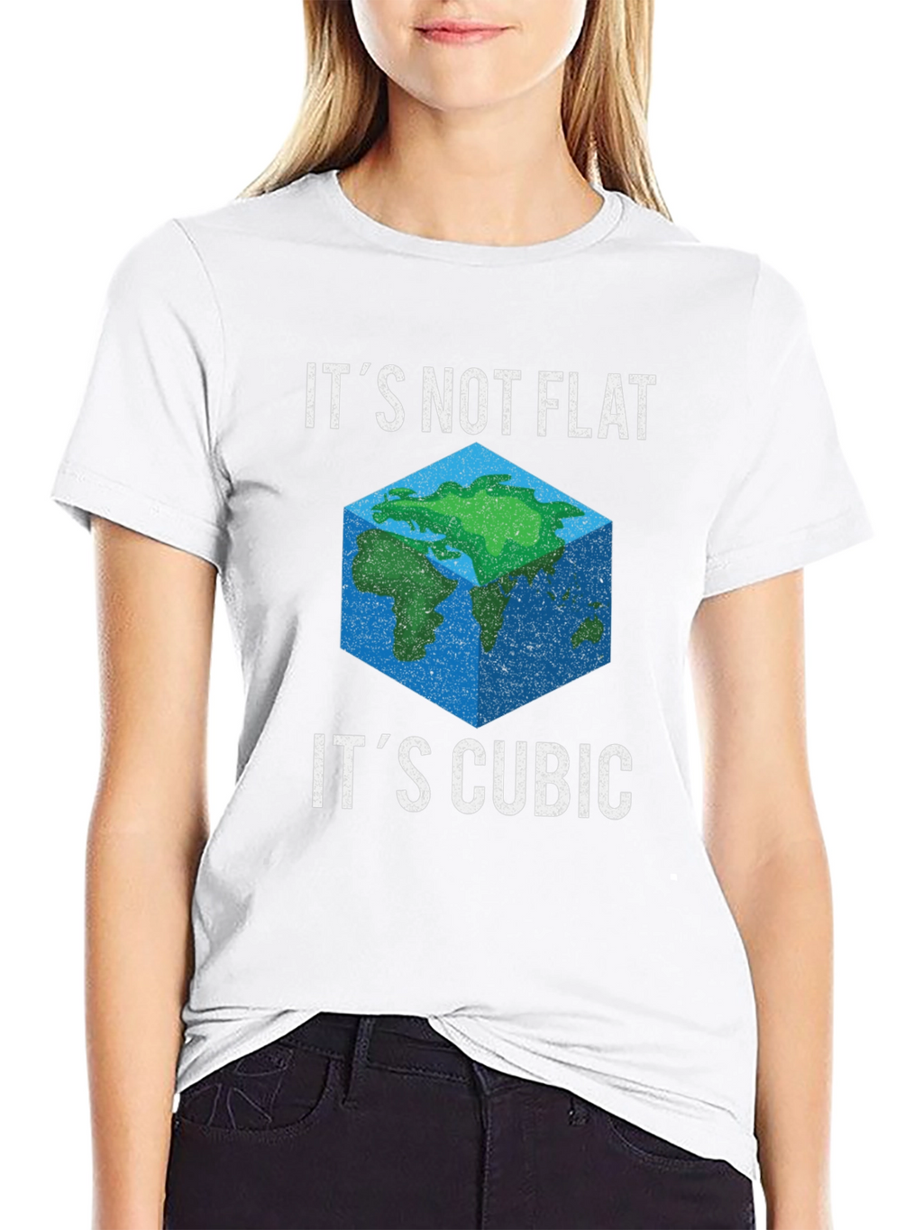 Cubic Earth Graphic Tee - Funny Flat Earth Alternative