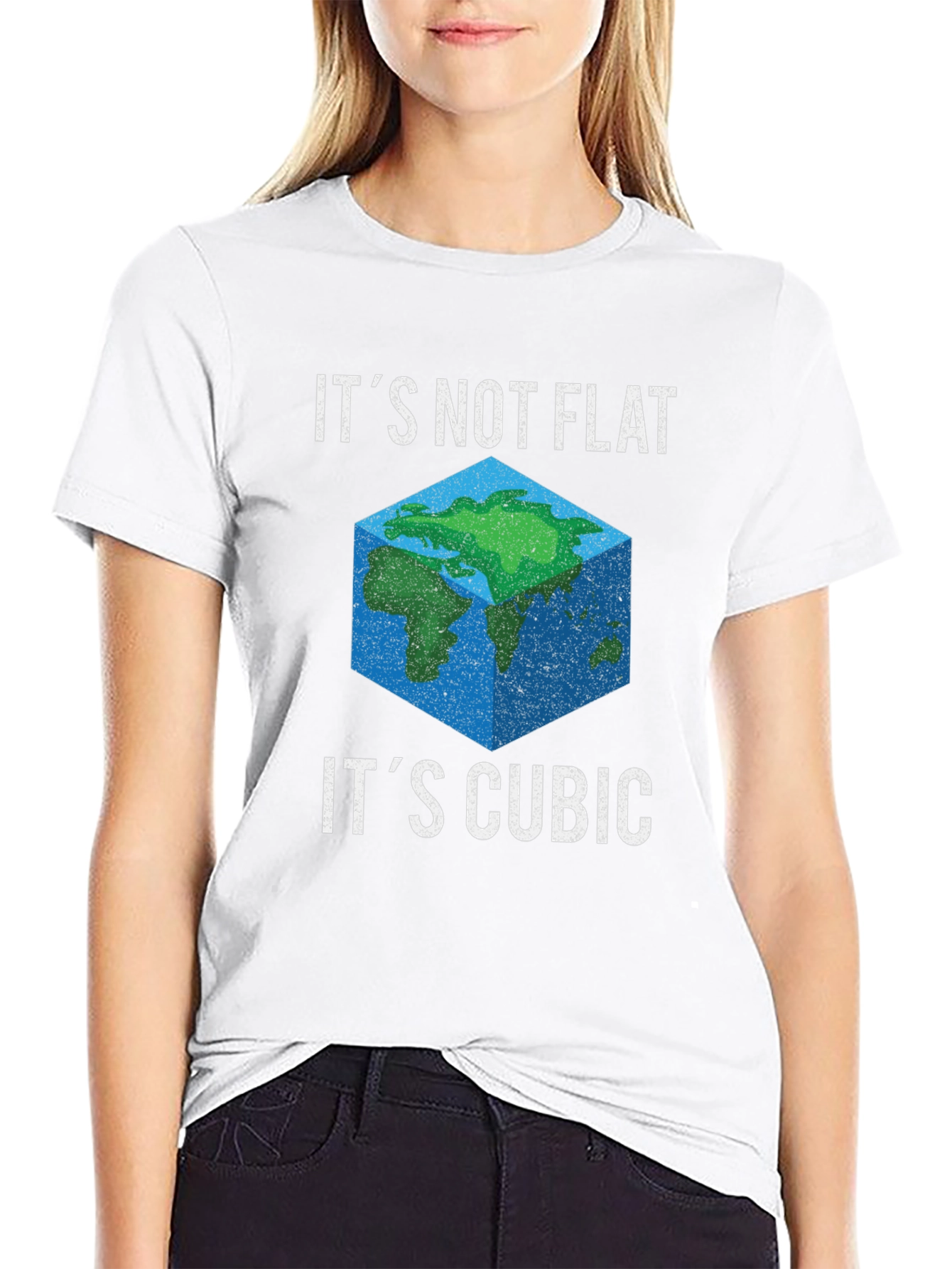 Cubic Earth Graphic Tee - Funny Flat Earth Alternative